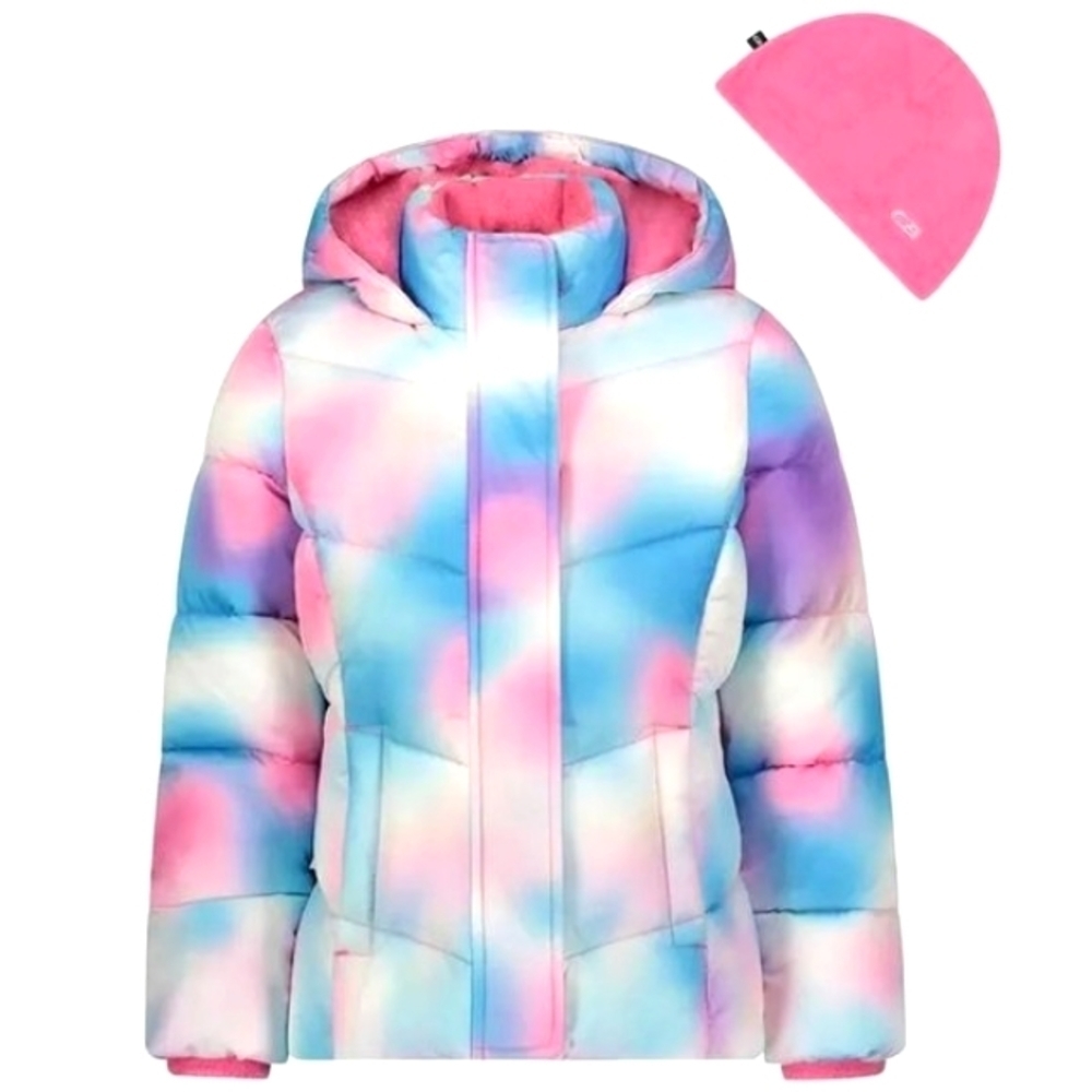CB SPORTS ARTIC ALL WEATHER HOODED PUFFER COAT PINK TIE DYE SIZE LARGE 14 NWT
